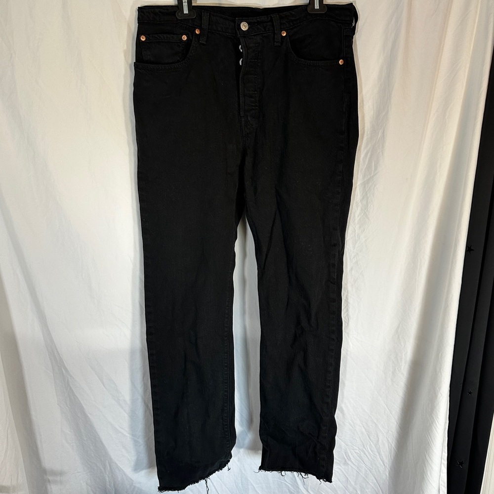 Levi’s 501 Raw Hem High Rise Black Jeans 32x32